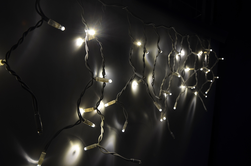 Světelný rampouch LEDICLR-F-114 teplá bílá+bílá/bk 0,5m, 114 LED