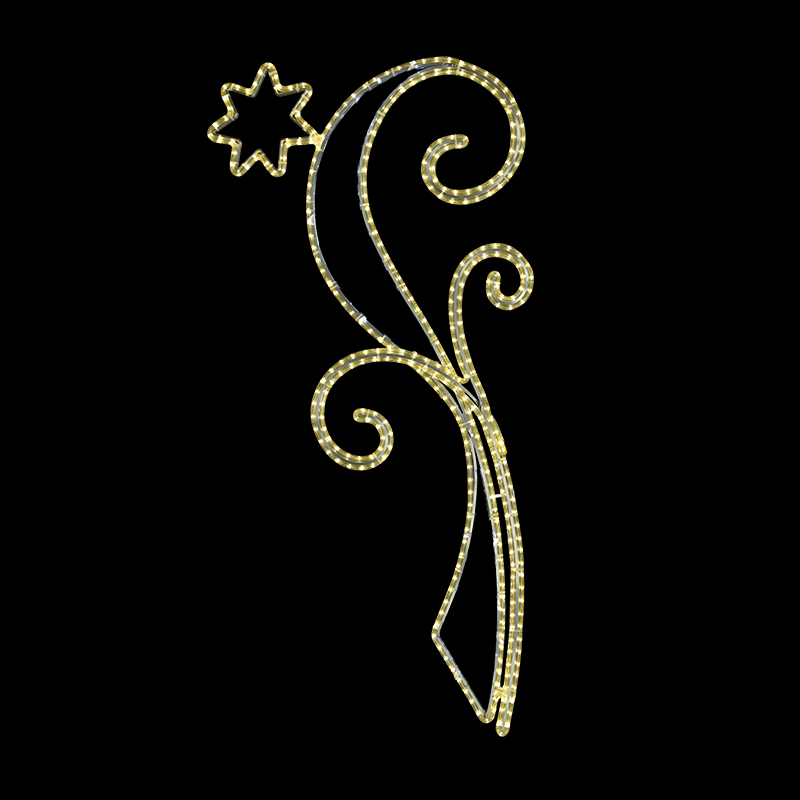 Světelný Kroucený dekor s hvězdou malý LED 1213 - 154 x 81 cm s výpletem