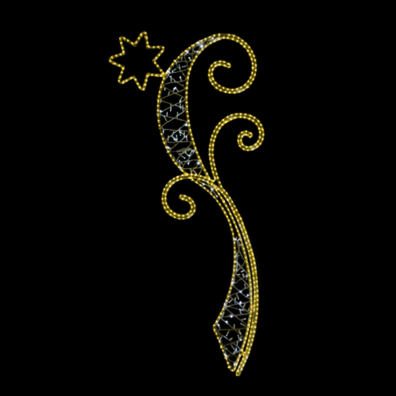 Světelný Kroucený dekor s hvězdou střední LED 1212 - 213 x 99 cm s výpletem