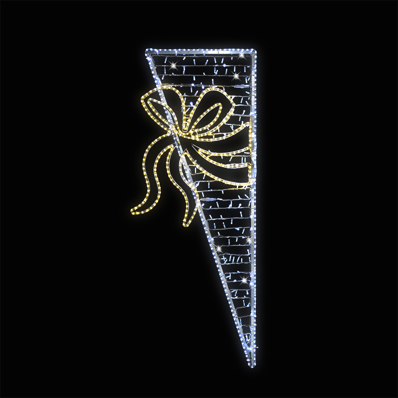 Dekor trojúhelník s mašlí střední LED 1292 - 198 x 77 cm