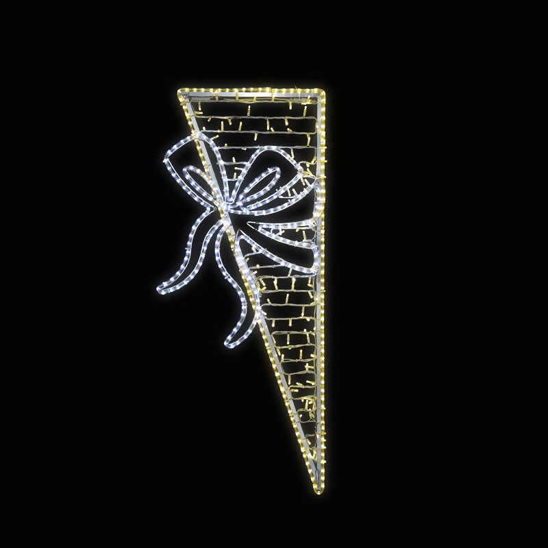 Dekor trojúhelník s mašlí malý LED 1293 - 140 x 58 cm