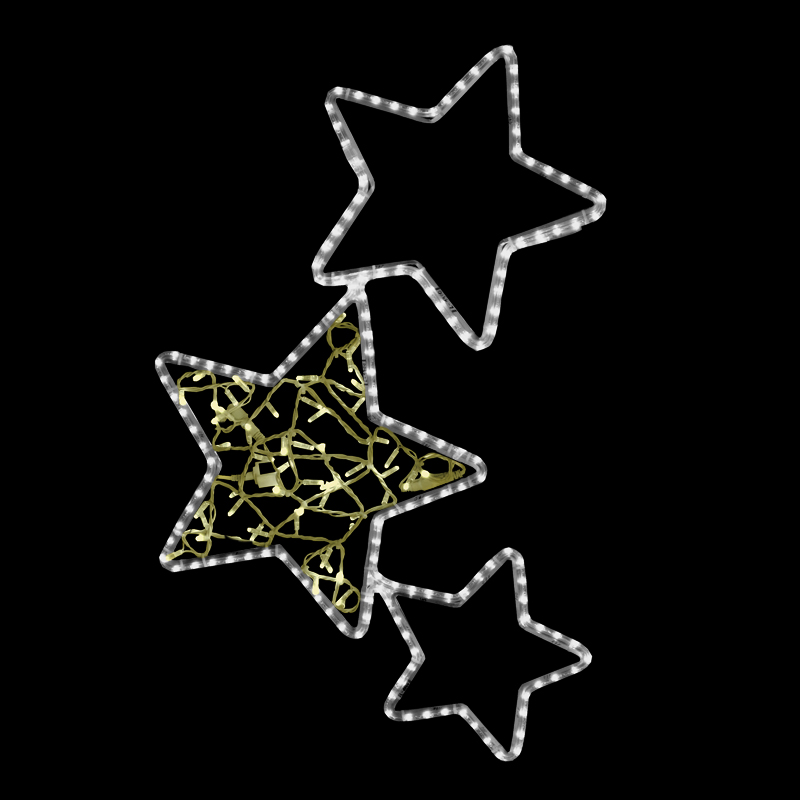 Světelný dekor 3 hvězdy LED 1142 - 110 x 68 cm