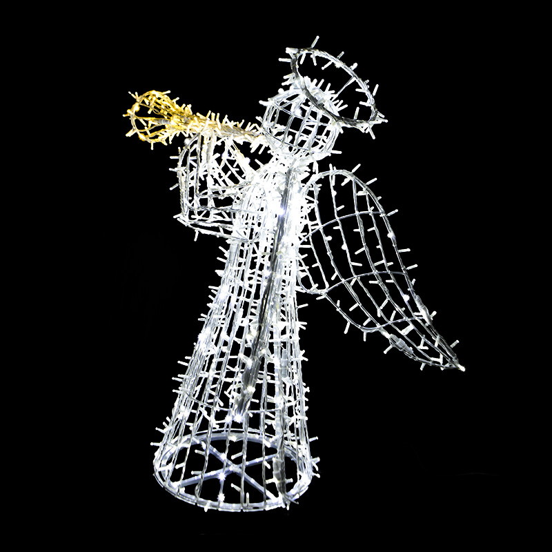 LED anděl s trubkou 3D 140 x 115 cm N67/10