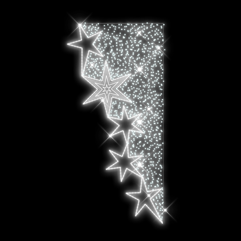 Světelný Dekor trojúhelník s 5 hvězdy LED 1311 - 270 x 130 cm