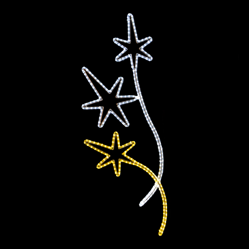 Tři pěticípé hvězdy LED dekorace menší LED 1443 - 167 x 60 cm