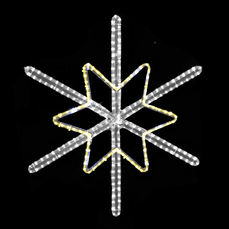 Hvězda s vločkou střední dekorace LED 1472 - 94 x 89 cm