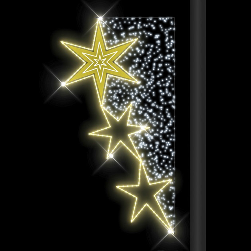 Světelný Dekor trojúhelník s 3 hvězdy LED 1313 - 125 x 66 cm