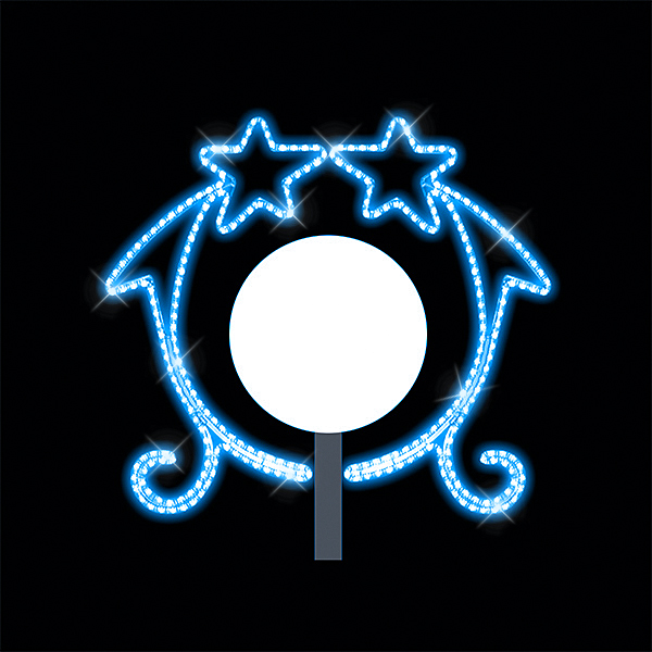 Světelný dekor na lampu Spojené komety s ornamenty LED 8122 - 110 x 120 cm