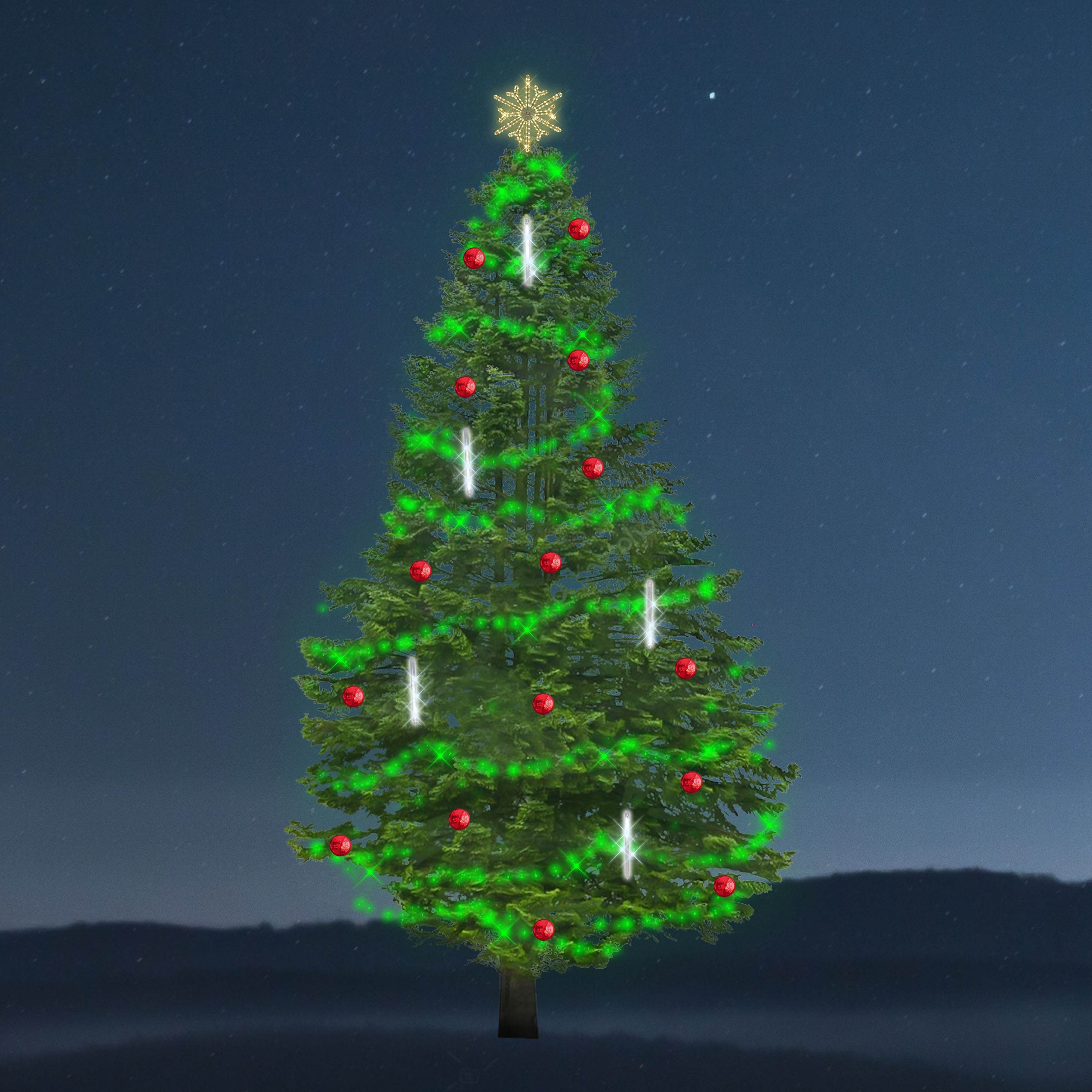 Sada osvětlení na strom Synchrone - Snowfall - 1660 LED, 5-9 m