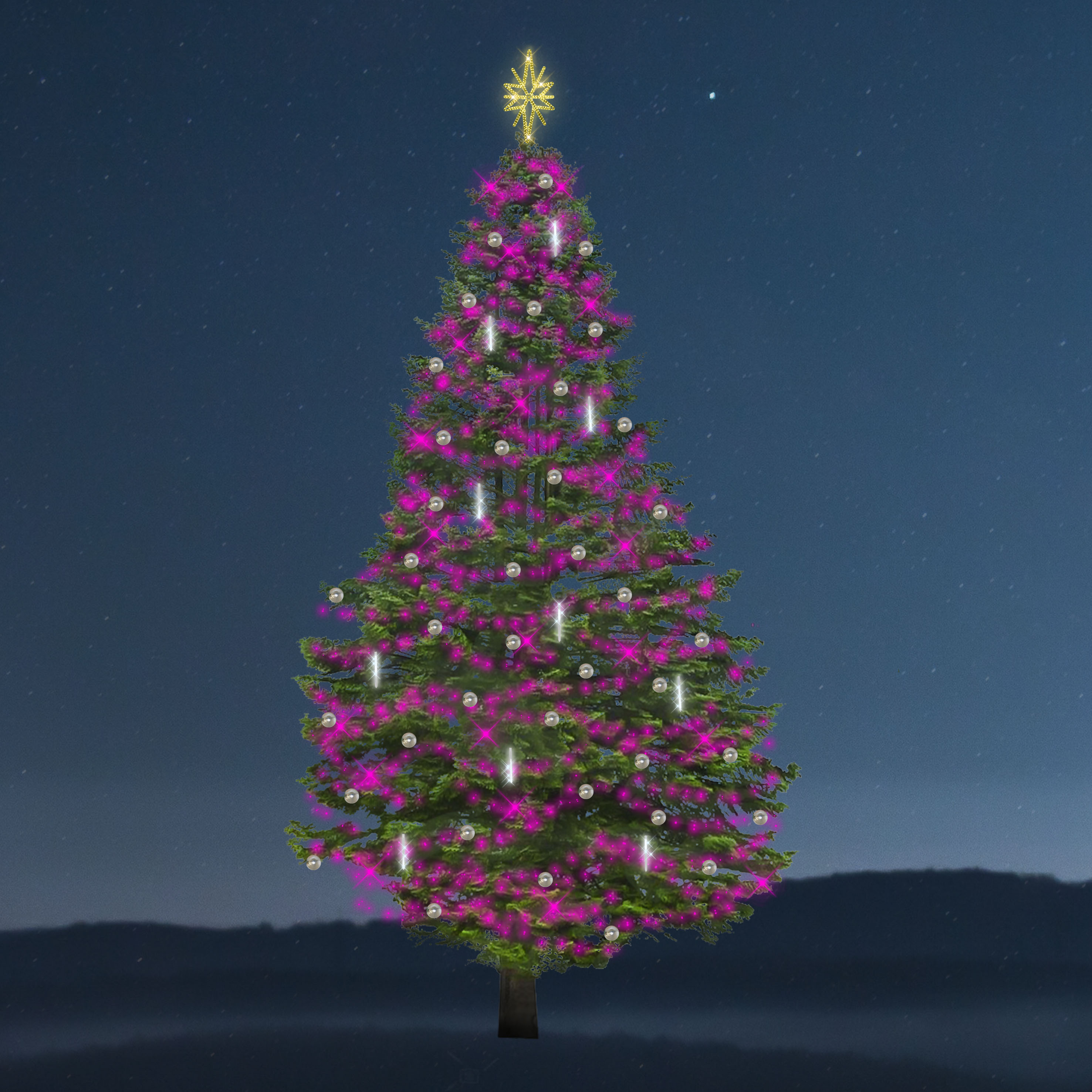 Sada osvětlení na strom Synchrone - Snowfall - 4920 LED, 13-15 m