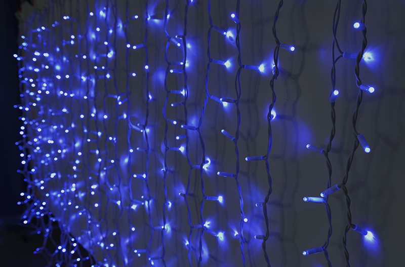 Světelný závěs LED-PLRS-1926-13 modrá/bk 1,5m, 481 LED, křížový konektor VÝPRODEJ