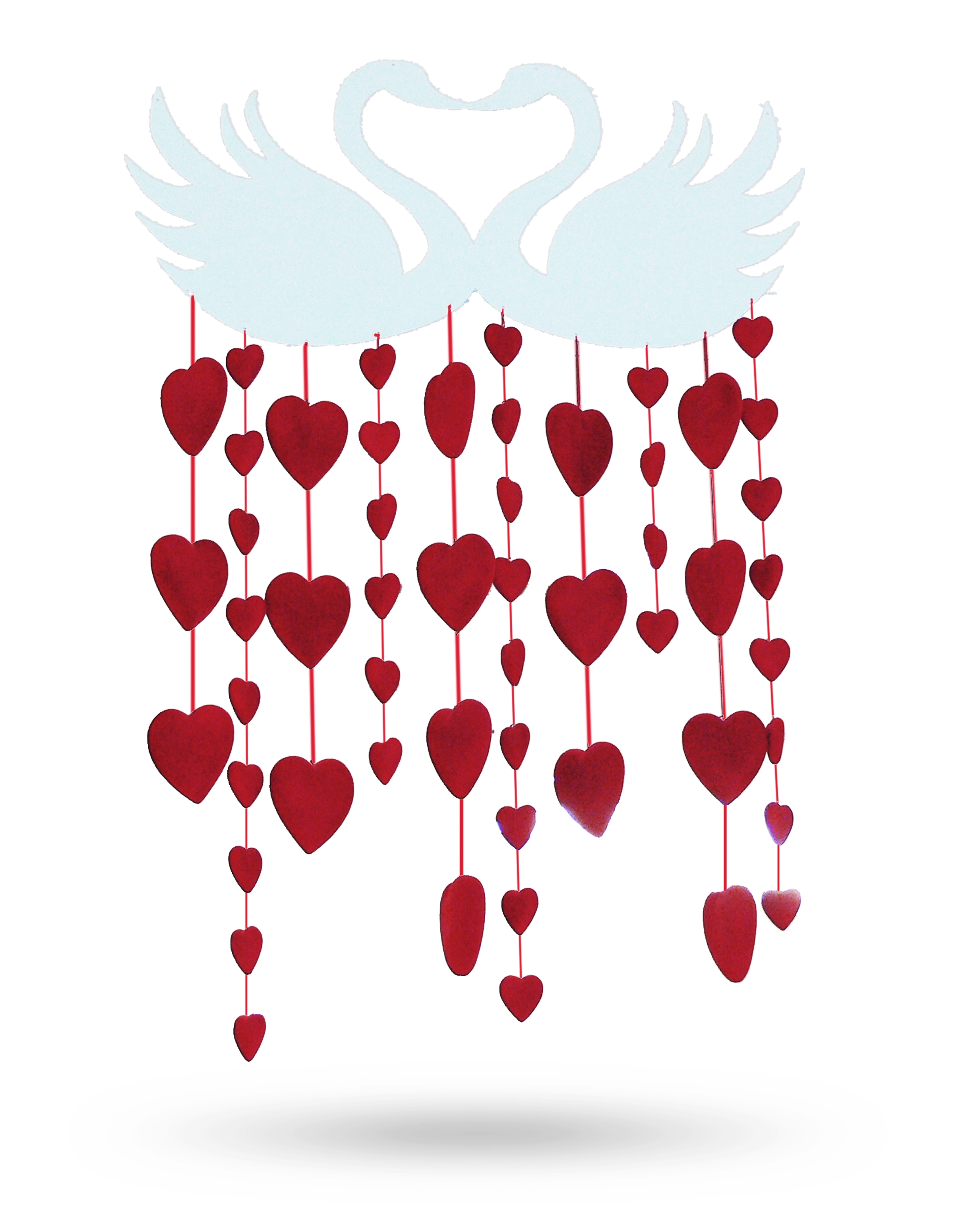 Girlandová 3D srdce 12 ks, závěsná výzdoba