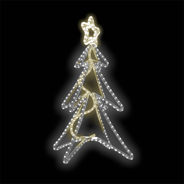 Světelný dekor Strom s hvězdou 3D LED 8232 - 86 x 60 cm