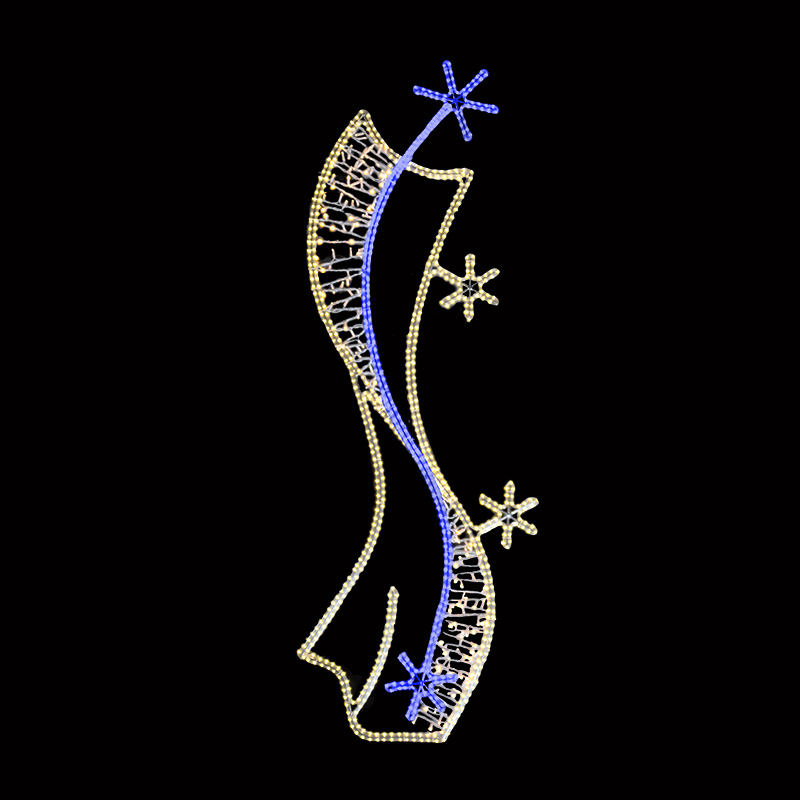 Světelný Dekor Velká stuha s vločkami LED 1071 - 265 x 95 cm