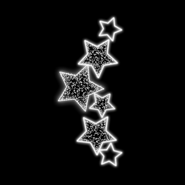 Světelný dekor 6 hvězd LED 1141 - 209 x 92 cm s výpletem