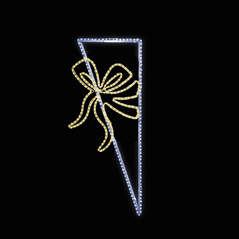 Dekor trojúhelník s mašlí malý LED 1293 - 140 x 58 cm