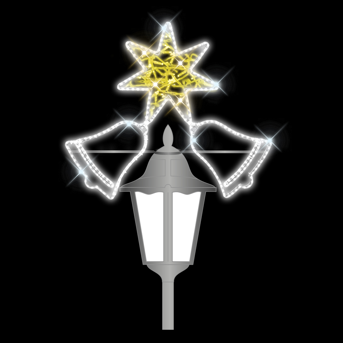 Světelný dekor Hvězda se zvonky LED 86419 - 115 x 98 cm