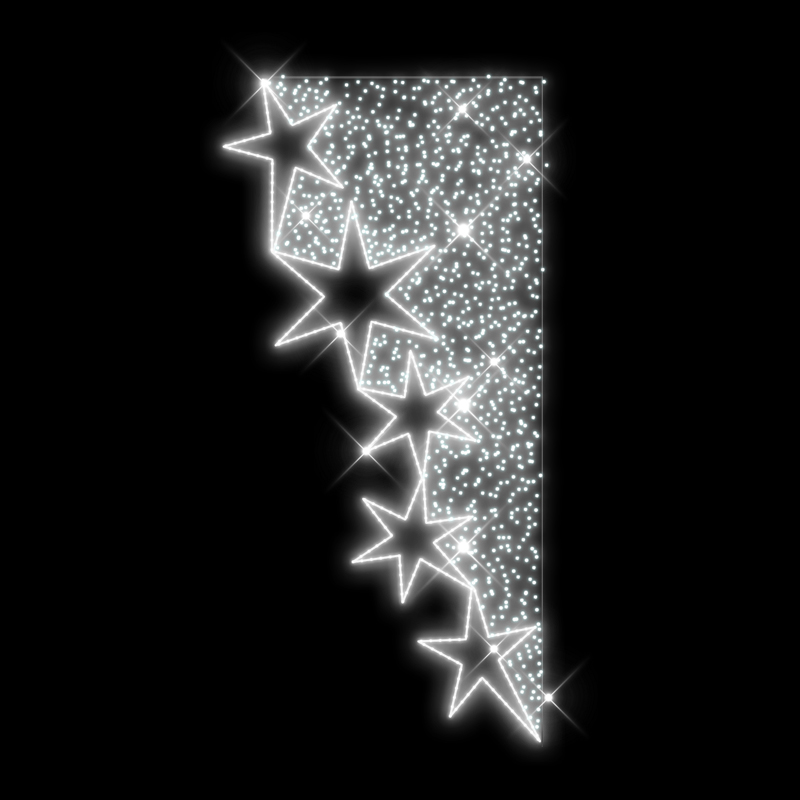 Světelný Dekor trojúhelník s 5 hvězdy LED 1311 - 270 x 130 cm