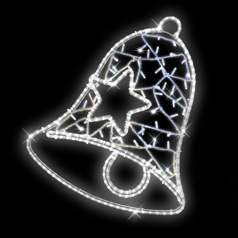 Zvonek s hvězdou dekorace LED 6632 - 85 x 84 cm s výpletem