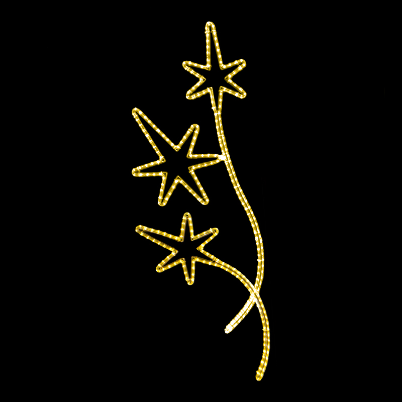 Tři pěticípé hvězdy LED dekorace menší LED 1443 - 167 x 60 cm