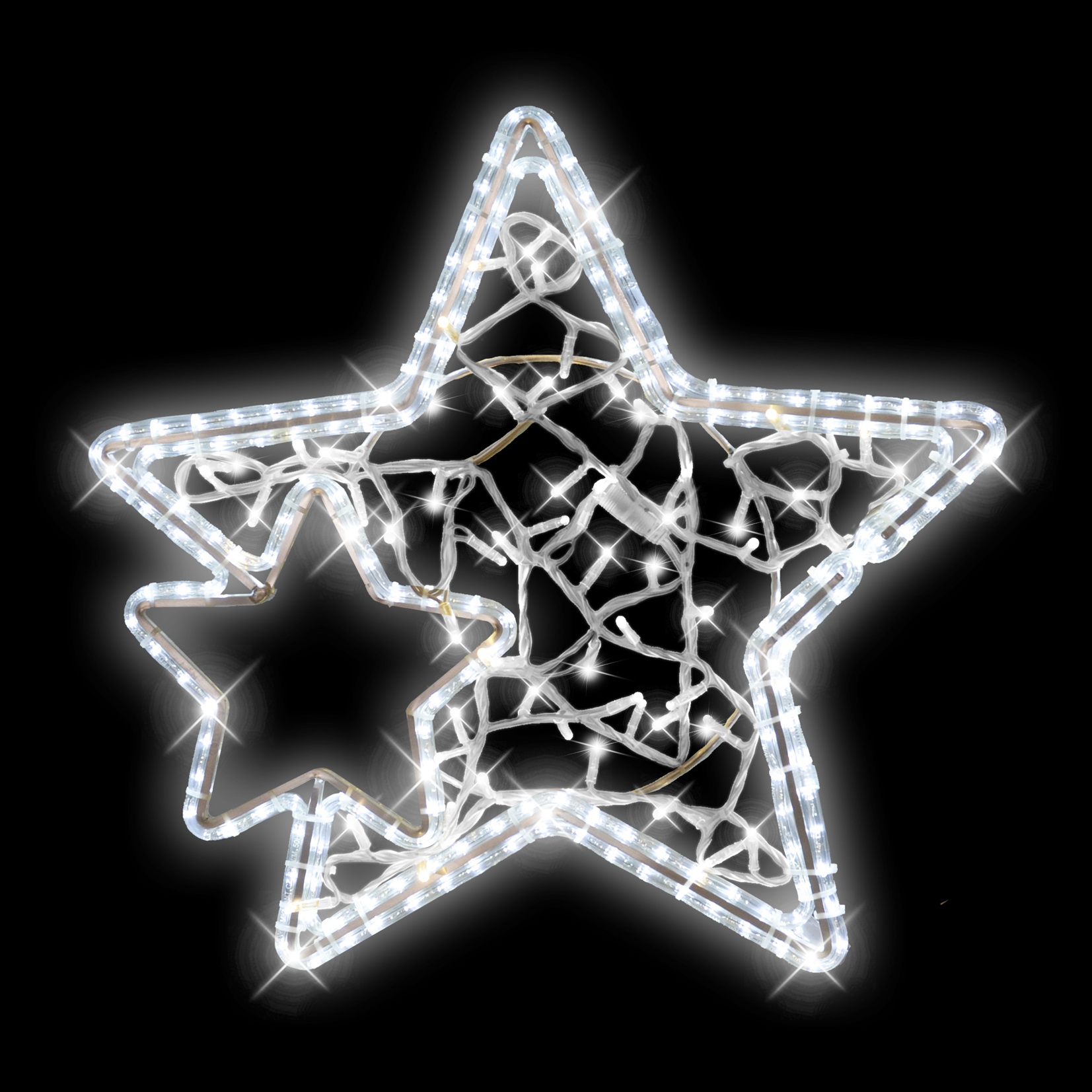 Hvězda ve hvězdě dekor LED 1583 - N23/23 - 65 x 71 cm