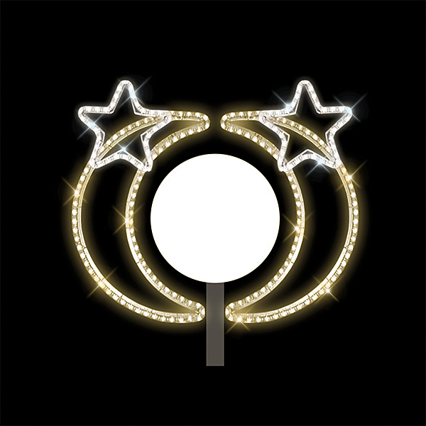 Světelný dekor na lampu Půlměsíce s hvězdami LED 8142 - 77 x 92 cm