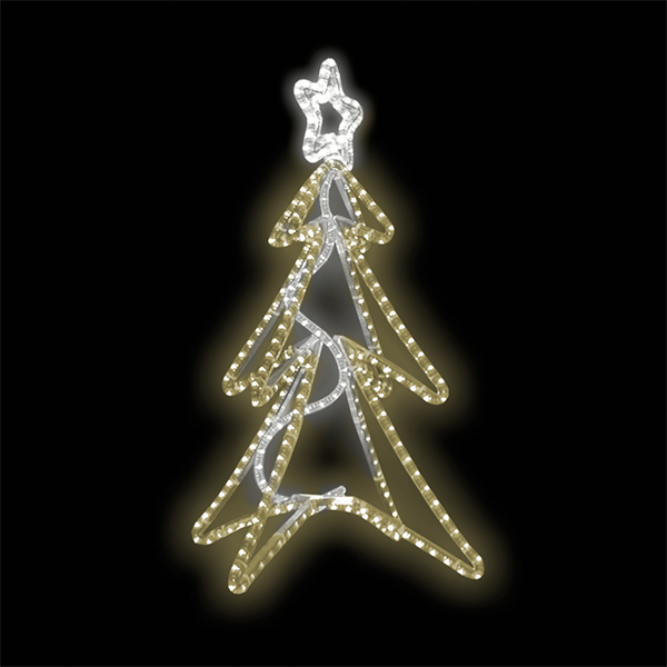 Světelný dekor Strom s hvězdou 3D LED 8232 - 86 x 60 cm