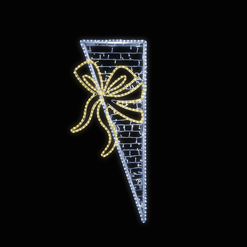 Dekor trojúhelník s mašlí malý LED 1293 - 140 x 58 cm