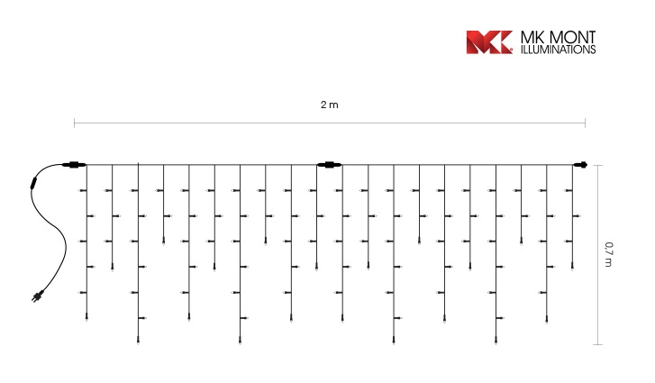 Světelný rampouch LED-RPL-100 teplá bílá/bk 0,7m, 100 LED
