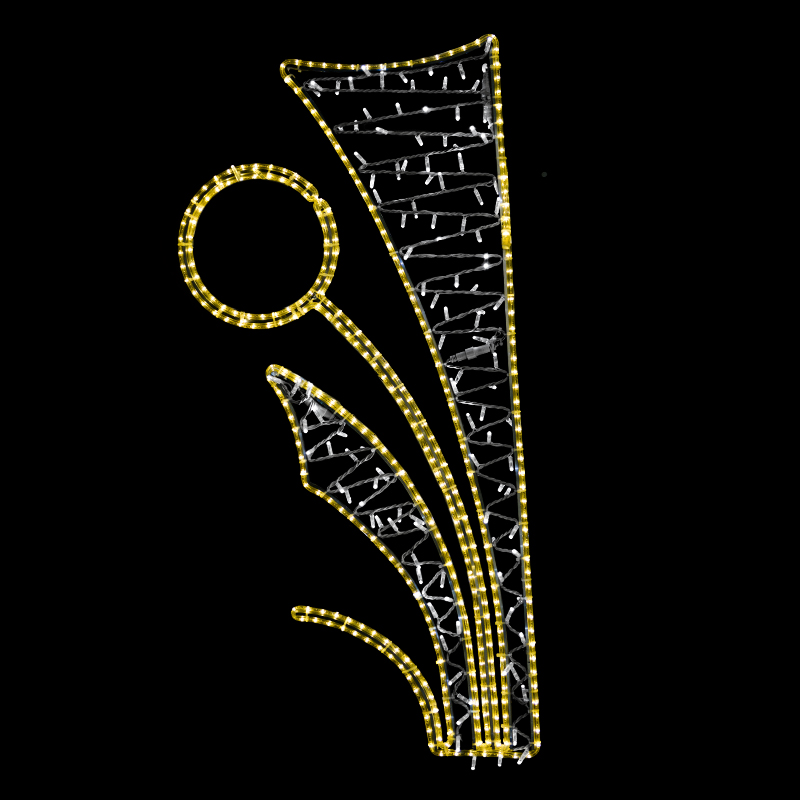 Světelný Dekor kruh v listech malý LED 1223 - 144 x 70 cm