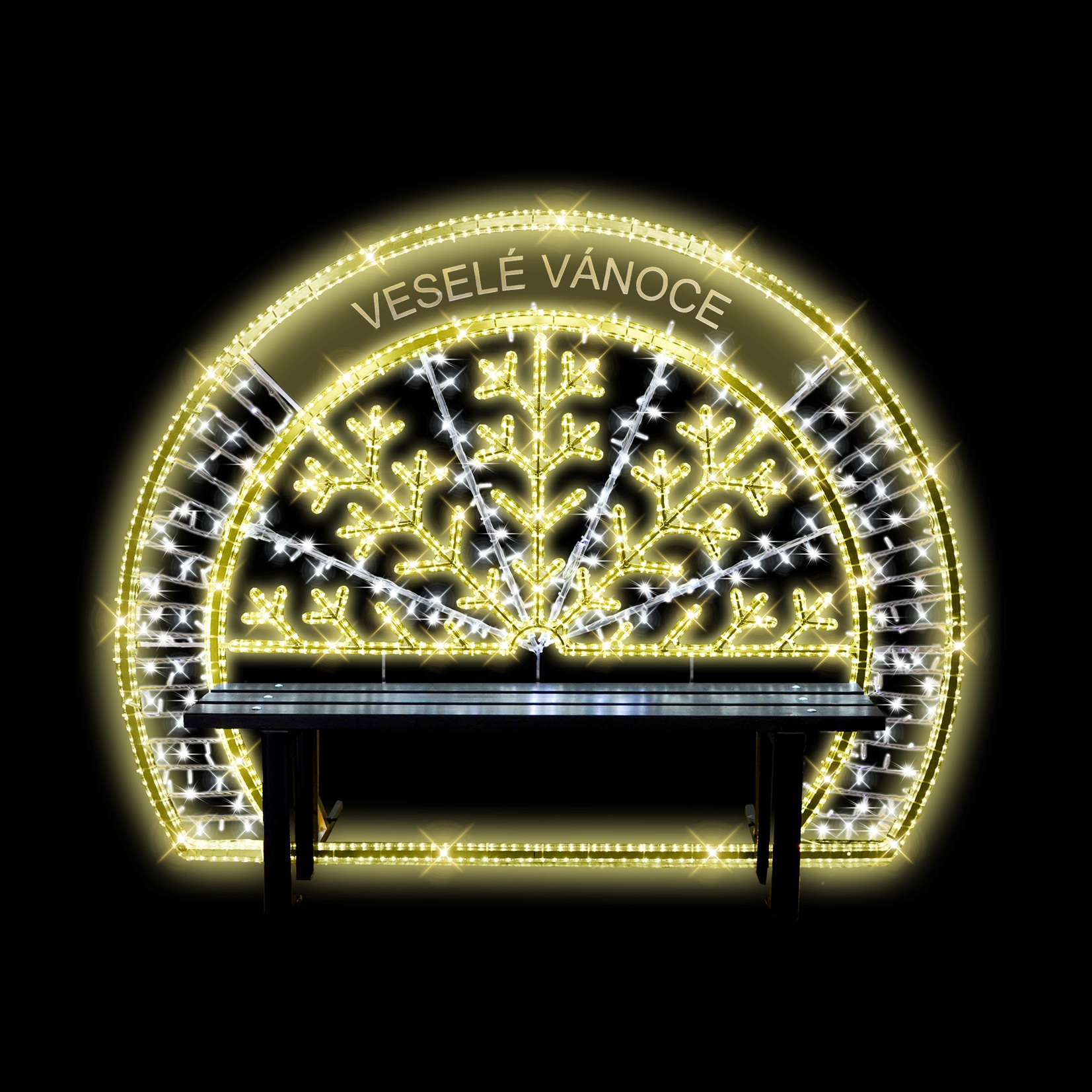 LED lavička půlvločka v oblouku + vsadka - N9/23 - 24 V - 155 x 201 cm 