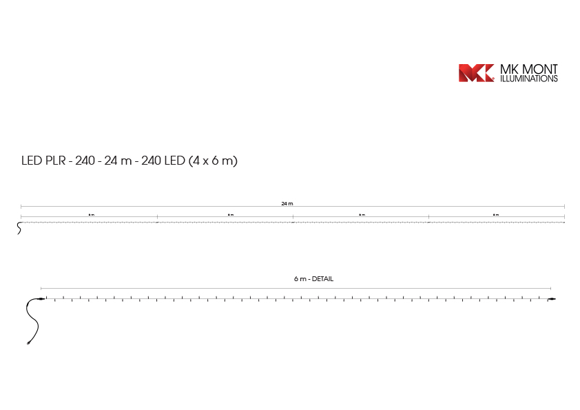 Světelný řetěz LED-PLR-240 oranžová/bk 24m, 240 LED