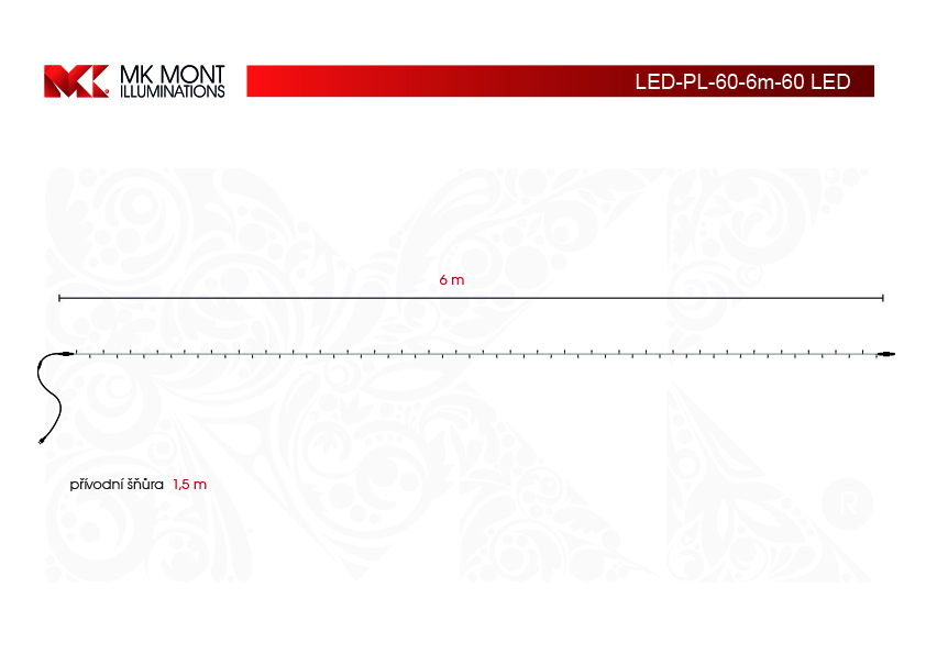 Světelný řetěz LEDPL-60 bílá/čk (EXTRA) 6m, 60 LED, křížový konektor AKCE výprodej