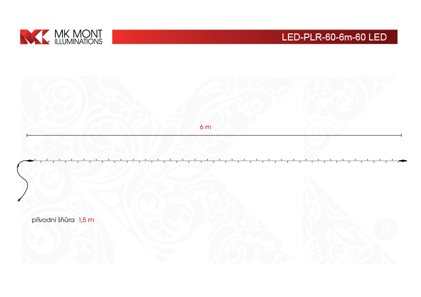 Světelný řetěz LED-PLR-60 zelená/bk 6m, 60 LED