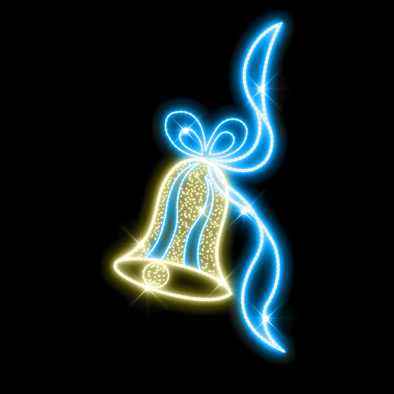 Světelný Dekor zvonek s mašlí LED 1091 - 266 x 144 cm