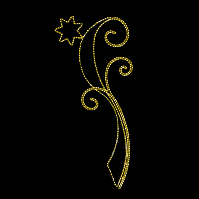 Světelný Kroucený dekor s hvězdou střední LED 1212 - 213 x 99 cm s výpletem