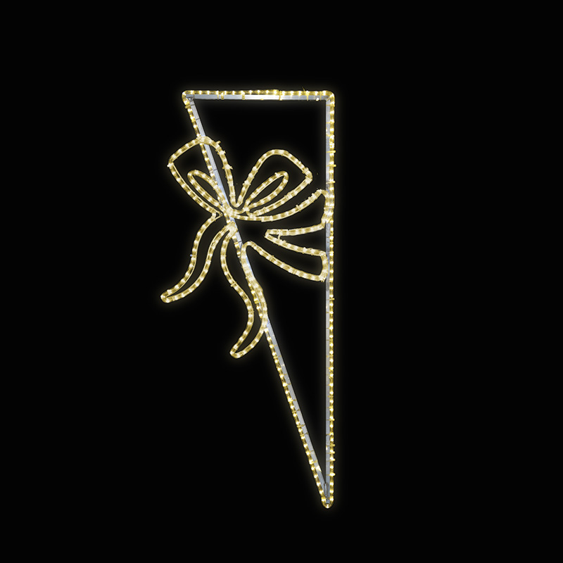 Dekor trojúhelník s mašlí malý LED 1293 - 140 x 58 cm