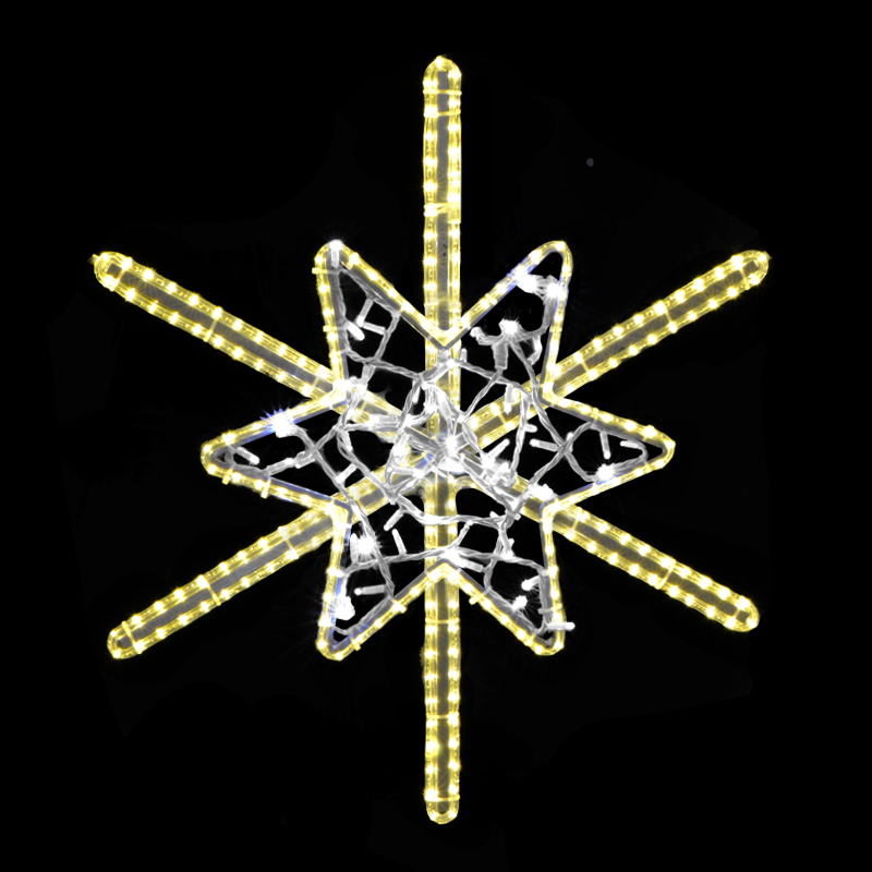 Hvězda s vločkou střední dekorace LED 1472 - 94 x 89 cm