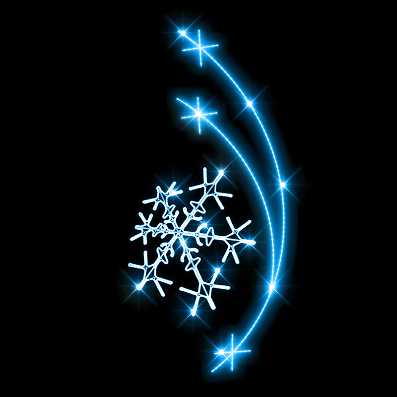 Světelný dekor Vločka na tyčích LED 1121 - 280 x 120 cm