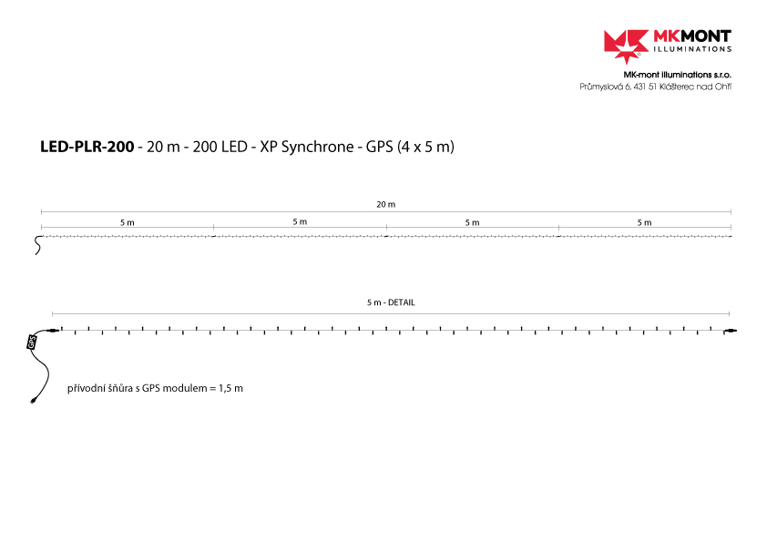 Řetěz LED-PLR-200-20M-XP-Synchrone RGB/čk