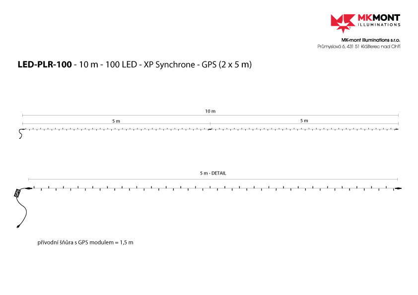 Řetěz LED-PLR-100-10M-XP-Synchrone bílá-teplá bílá/bk