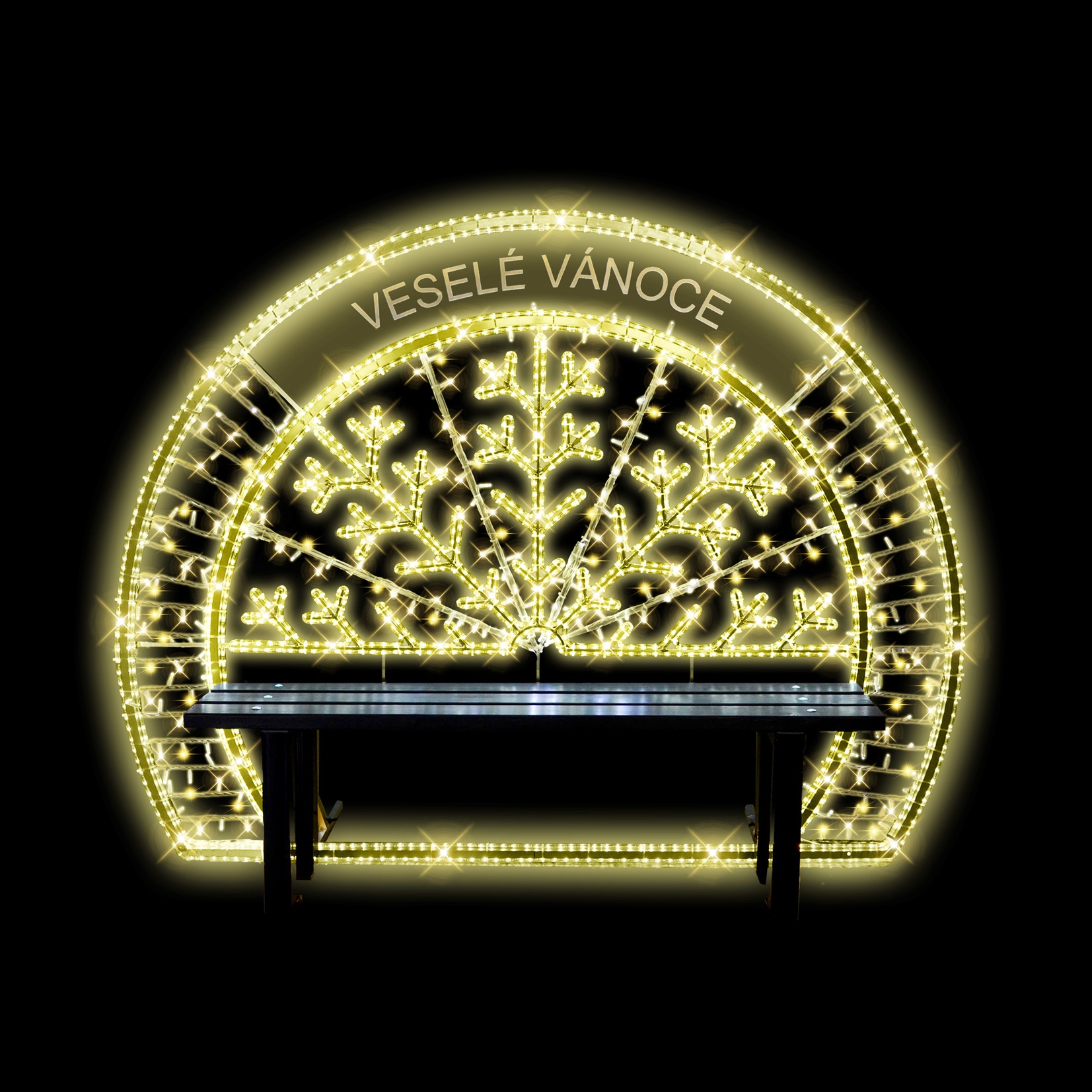 LED lavička půlvločka v oblouku + vsadka - N9/23 - 24 V - 155 x 201 cm 