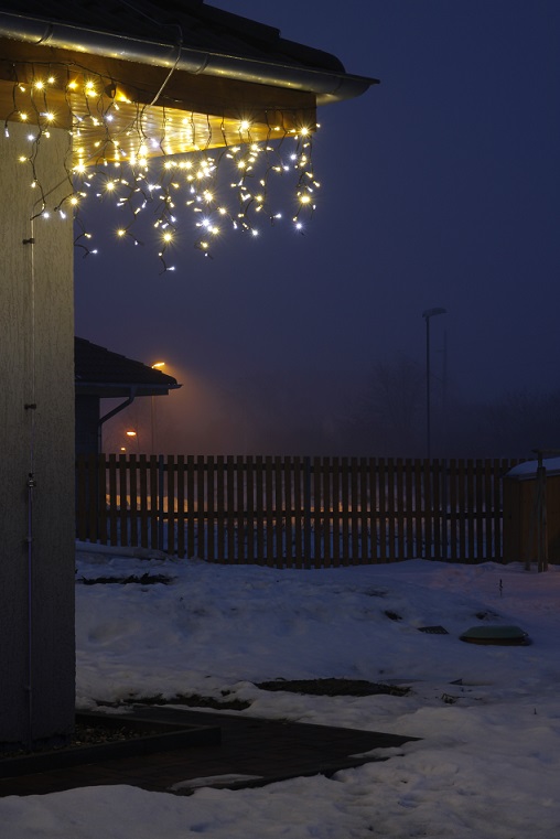 Světelný rampouch LED-RPLR-F-100 teplá bílá+bílá/čk 0,7m, 100 LED