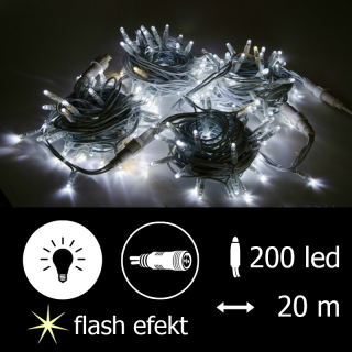 Světelný řetěz LED-PLR-F-200 bílá+teplá bílá/bk 20m, 200 LED
