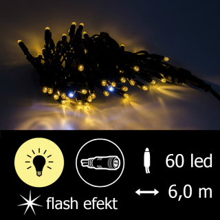 Světelný řetěz LEDPLR-F-60 teplá bílá+bílá/čk 6m, 60 LED