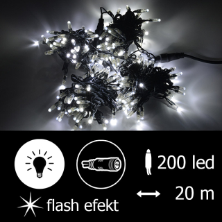 Světelný řetěz LED-PLR-F-200 bílá+bílá/čk 20m, 200 LED