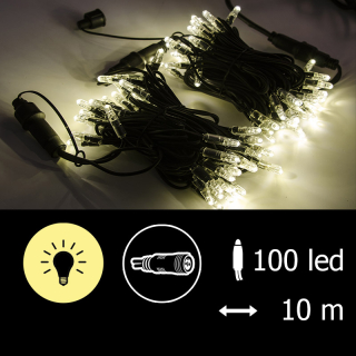 Světelný řetěz LED-PLR-100 teplá bílá/čk 10m, 100 LED